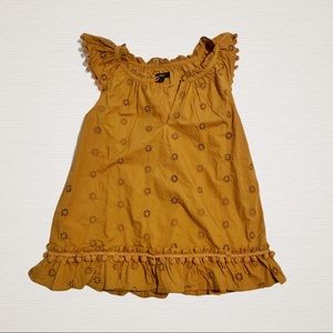 EYELET POM-POM TOP IN COTTON POPLIN